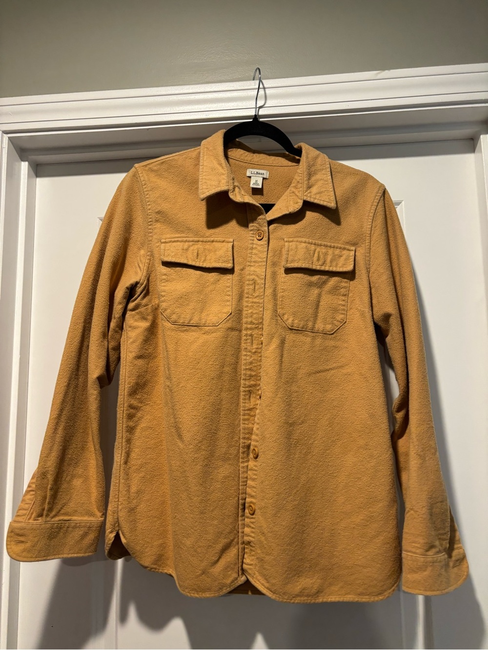 LL Bean Signature Slim Fit Chamois Cloth Shirt Archive Mustard Yellow Women’s M